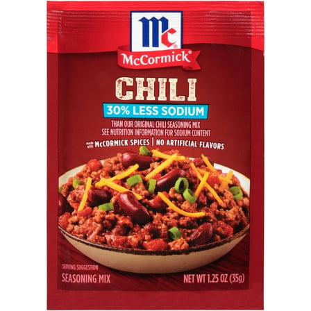 McCormick Less Sodium Chili Seasoning Mix, 1.25 oz Packet