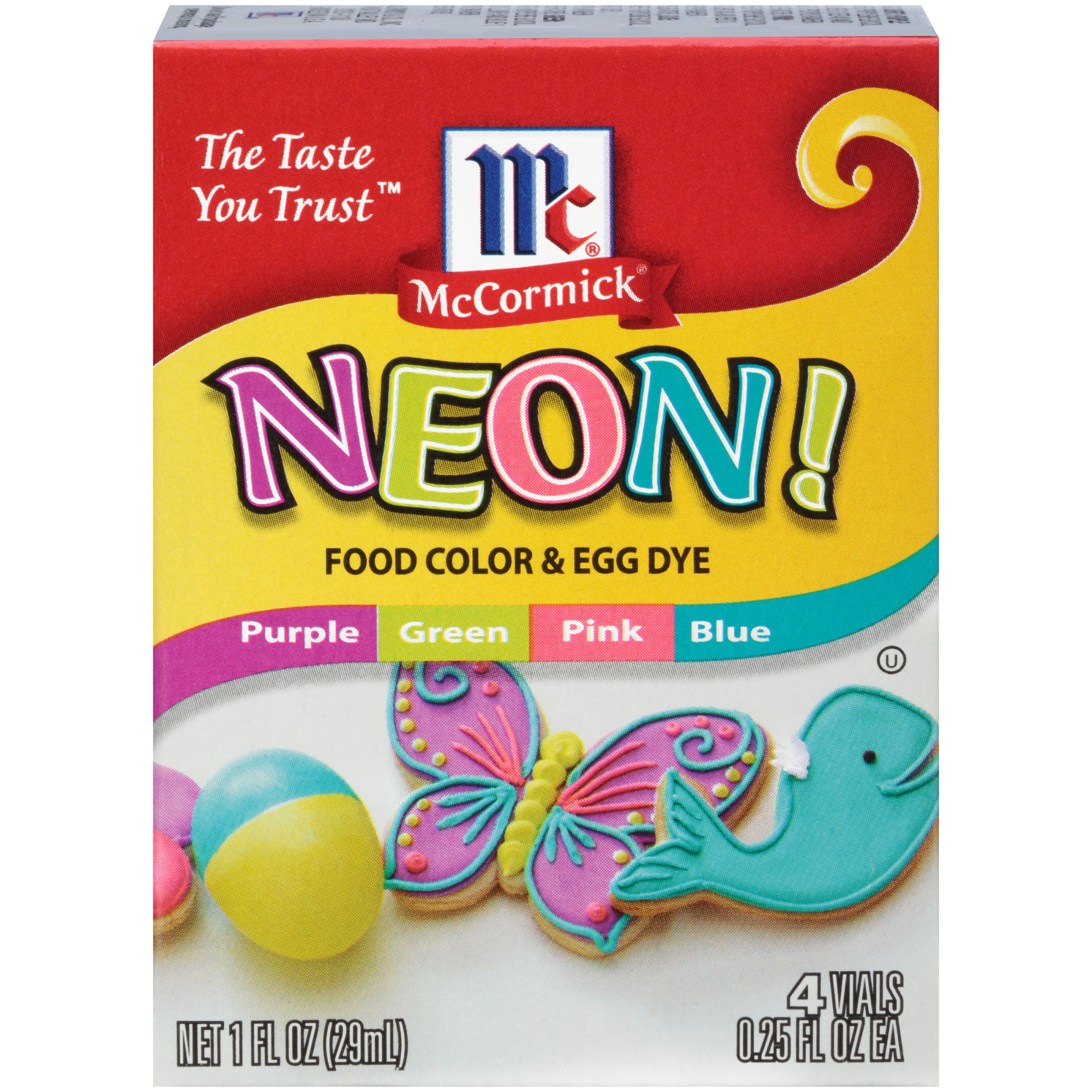 McCormick Neon Assorted Food Color & Egg Dye, 4 count, 1 fl oz - image 1 of 11