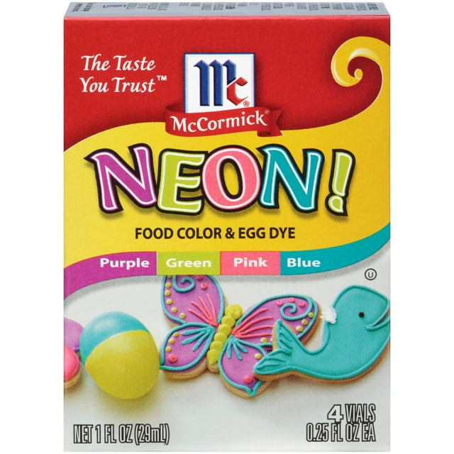 McCormick Neon Assorted Food Color & Egg Dye, 4 count, 1 fl oz