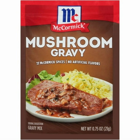 McCormick No Artificial Flavors Mushroom Gravy Mix 0.75 oz Envelope (Pack of 10)