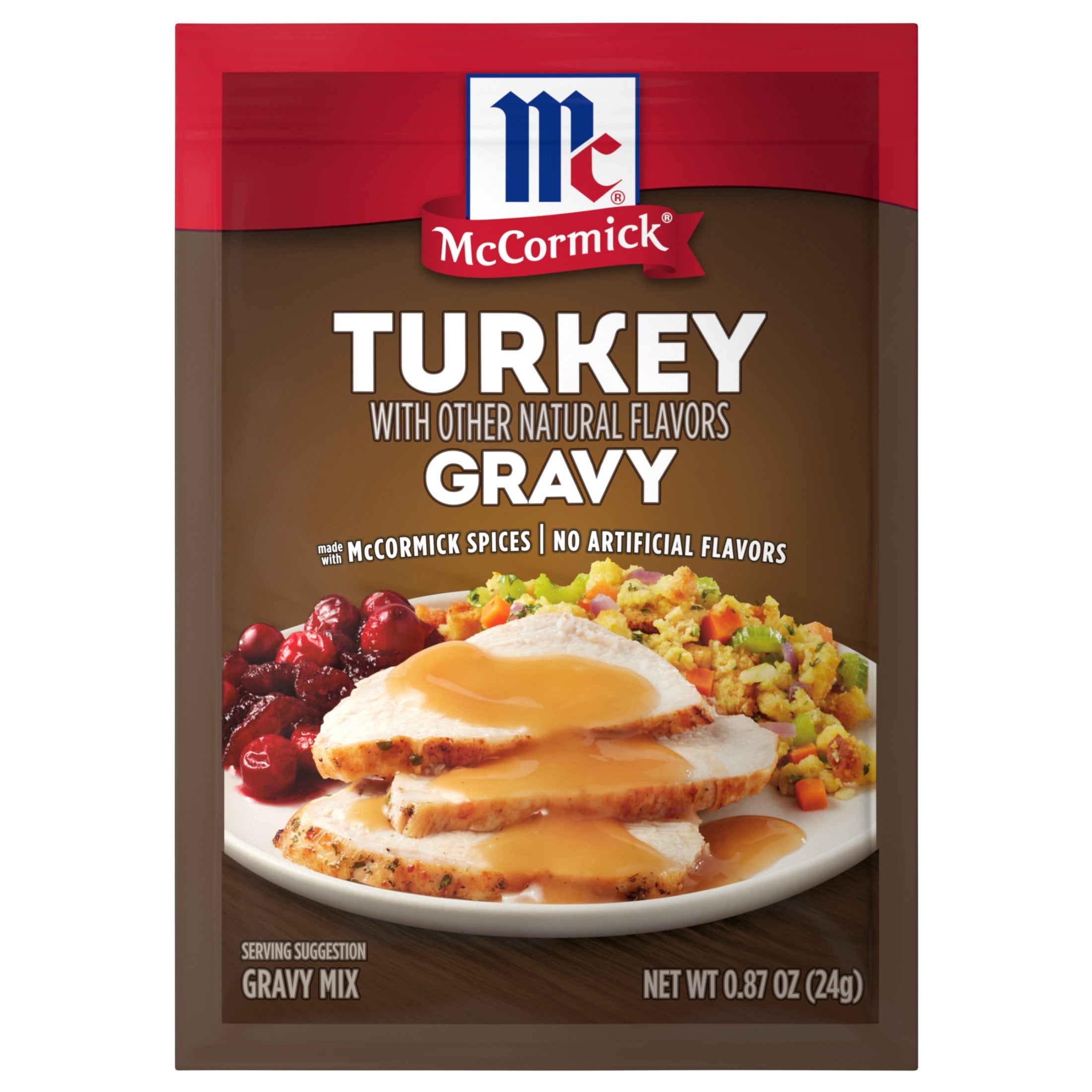 McCormick No Artificial Flavors Turkey Gravy Seasoning Mix, 0.87 oz Packet