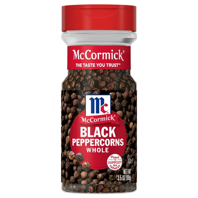 McCormick Non-GMO Kosher Whole Black Pepper, 3.5 oz Bottle