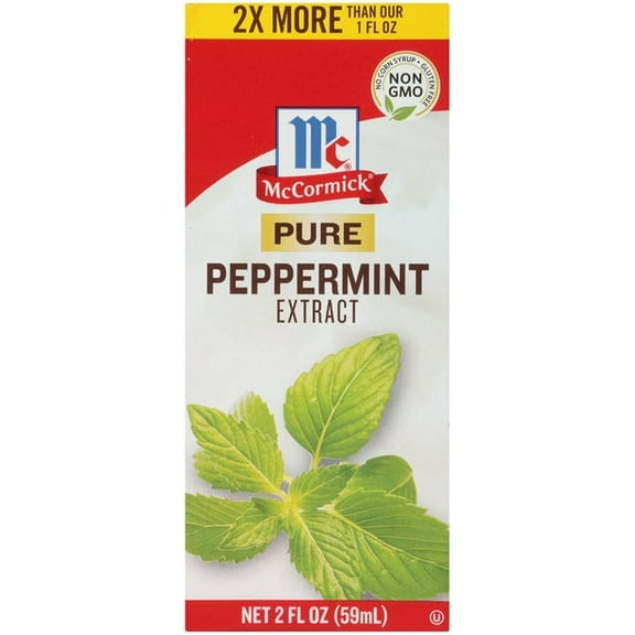 McCormick Non-GMO Gluten Free Pure Peppermint Extract, 2.0 fl oz Box pack of 2