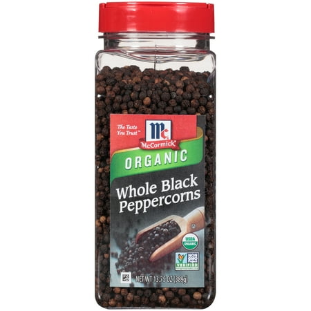 McCormick Organic Whole Black Peppercorns, 13.75 oz
