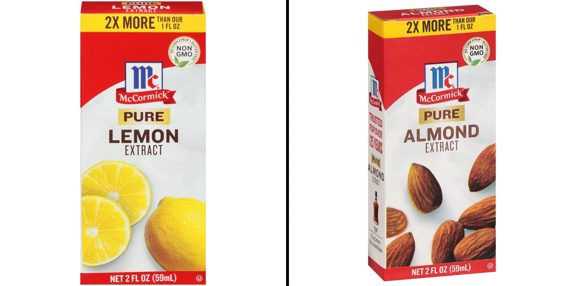 McCormick Pure Almond Extract, 2 fl oz & McCormick Pure Lemon Extract ...