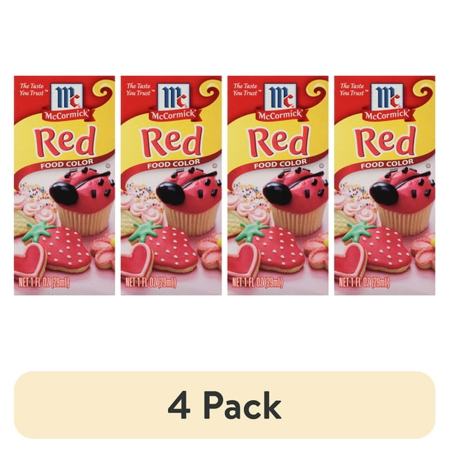 (4 pack) McCormick Red Food Color, 1 fl oz Food Coloring