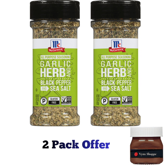 McCormick Seasoning, Garlic, Herb and Black Pepper and Sea Salt, 4.37 oz Bottle