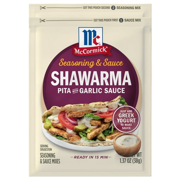 McCormick Shawarma Pita & Garlic Sauce Seasoning & Sauce Duo, 1.37 oz Packet