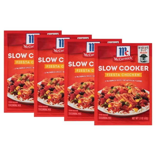 (4 pack) McCormick Slow Cooker Fiesta Chicken Seasoning Mix, 1.5 oz