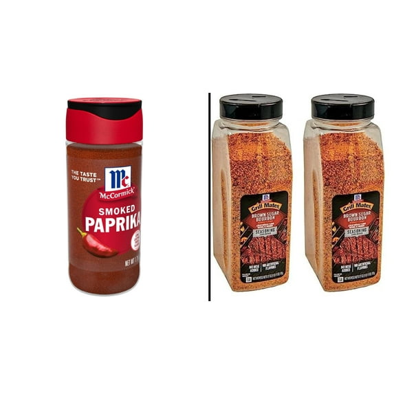 McCormick Smoked Paprika, 1.75 oz & McCormick Grill Mates Brown Sugar Bourbon Seasoning, 27 oz