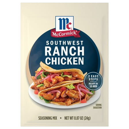 McCormick Street Taco Southwest Ranch Chicken Seasoning Mix, 0.87 oz Packet