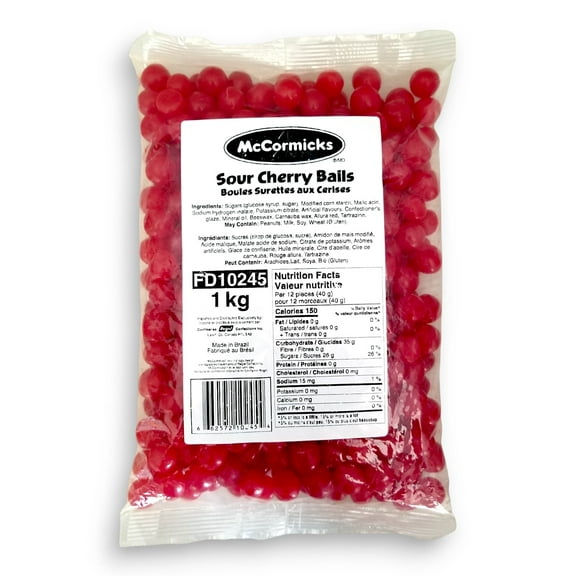 McCormicks Sour Cherry Balls, Bulk Candy, 1kg/2.2 lb
