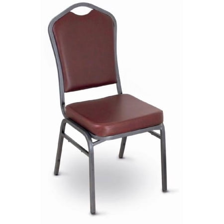 McCourt 10358 Superb Seating Stack Chair - Burgundy Vinyl on Silvervein Frame