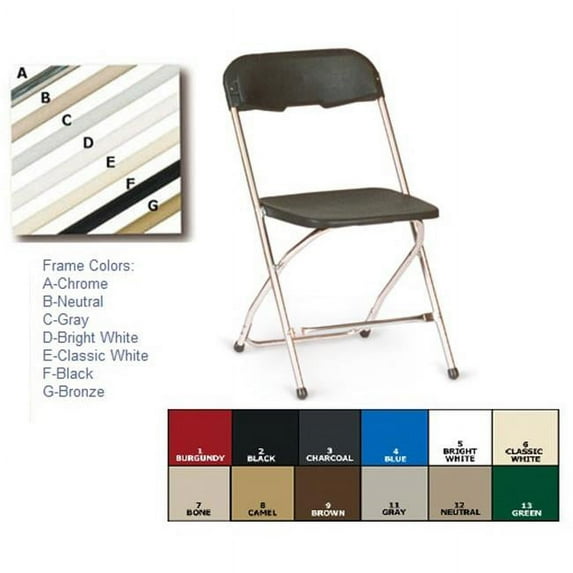 McCourt 65070 Series 5 Stackable Folding Chair - Bone on Neutral Frame