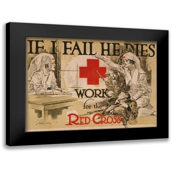 McCoy, Arthur G. 24x19 Black Modern Framed Museum Art Print Titled - If I fail he dies. Work for the Red Cross, ca. 1918