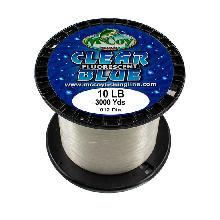 Mccoy Clear Blue Fluorescent Premium Copolymer Monofilament Fishing Line (10lb Test (.012 inch Dia) - 3000 Yards), Size: 10lb Test (.012 Dia) - 3000