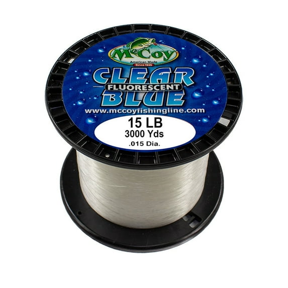McCoy Clear Blue Fluorescent Premium CoPolymer Monofilament Fishing Line (15lb Test (.015" Dia) - 3000 Yards)