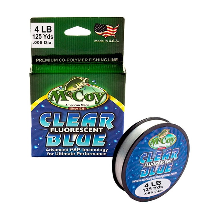 4lb test mono fishing line McCoy Clear Blue Fluorescent Premium CoPolymer Monofilament Fishing Line  (12lb Test (.013
