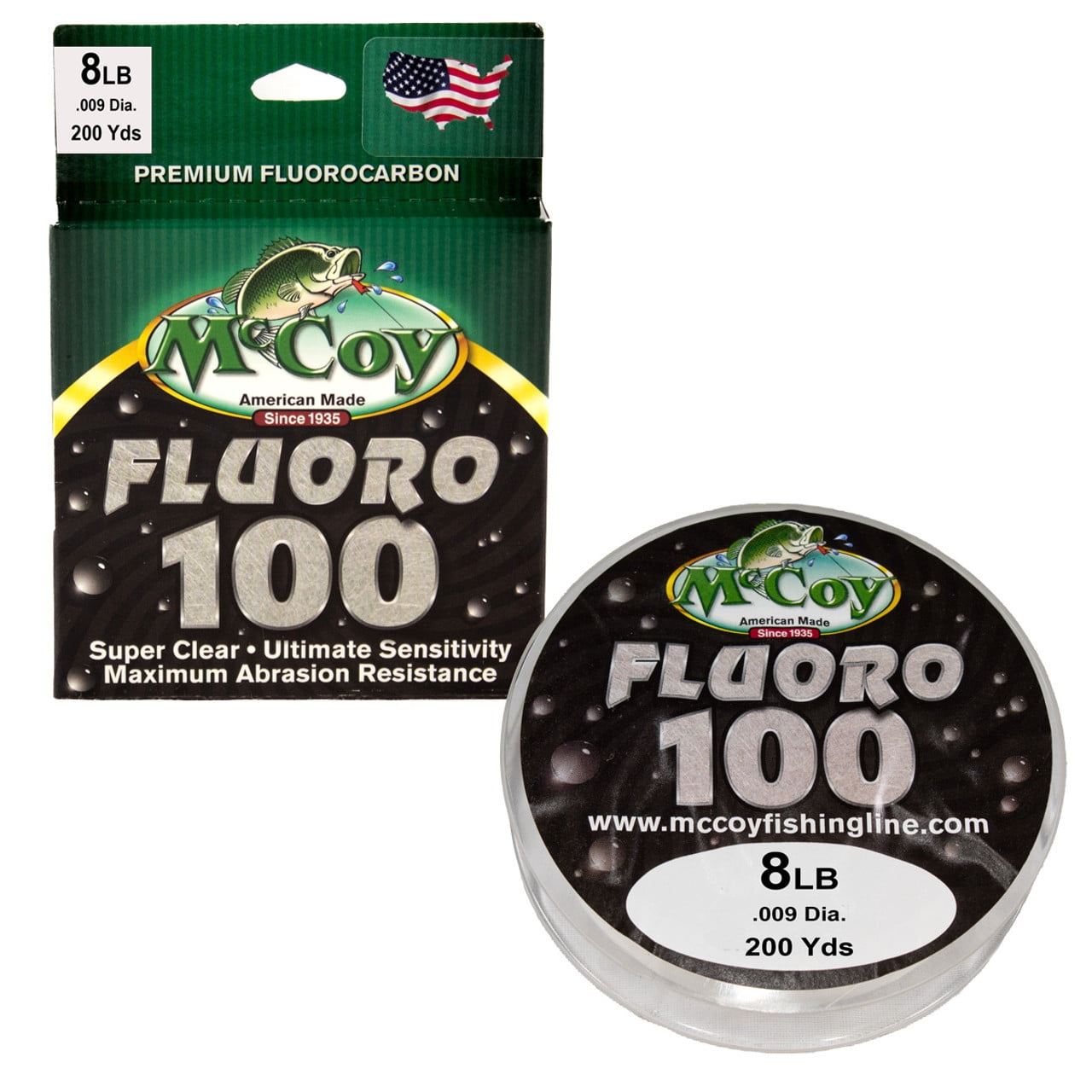 McCoy Fluoro 100 Premium Fluorocarbon Fishing Line (8lb Test (.009" Dia) - 200 Yards)