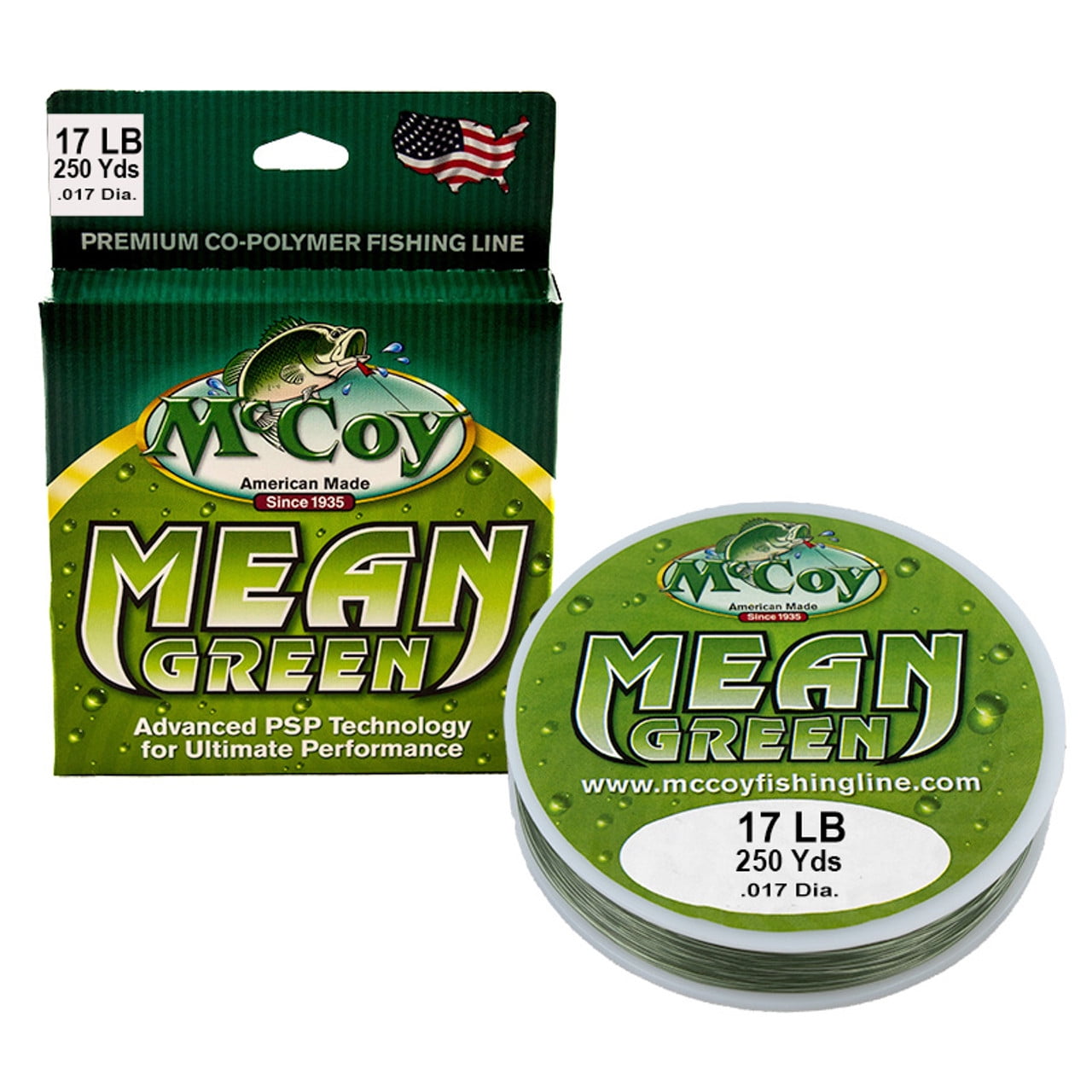 McCoy Mean Green Premium CoPolymer Monofilament Fishing Line (17lb Test