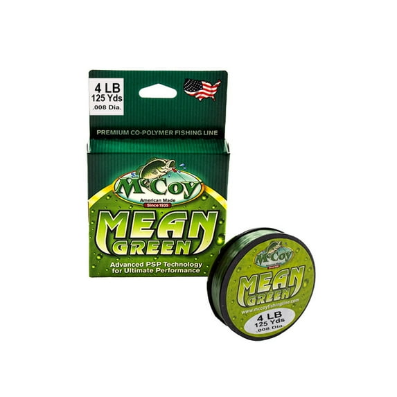 McCoy Mean Green Premium CoPolymer Monofilament Fishing Line (4lb Test (.008" Dia) - 125 Yards)