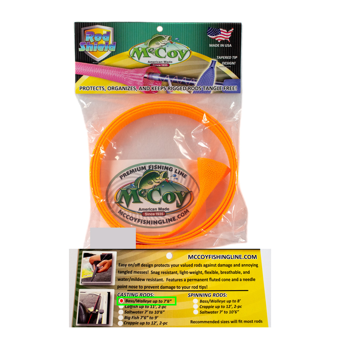 McCoy Rod Shield Casting (Neon Orange [Bass/Walleye] Fits Rods up to 7 ...