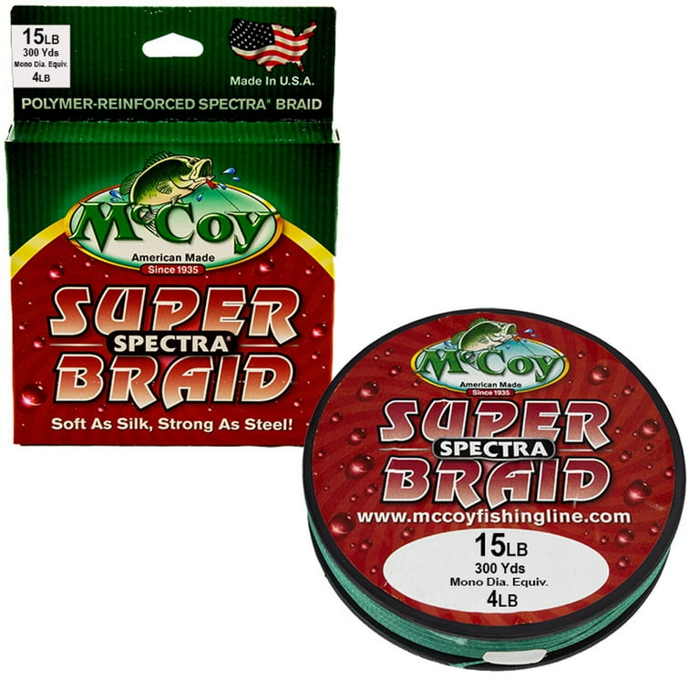 Mccoy Super Spectra Braid Mean Green Premium Tight Weave Braided Fishing Line (15lb Test (.008 inch Dia) - 300 Yards), Size: 15lb Test (.008 Dia) 
