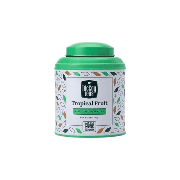 McCoy Teas Tropical Fruit Ceylon Black Tea Loose Leaf Tea with Natural Fruit Essence Aromatic Hot or Iced Brew, 100g Can