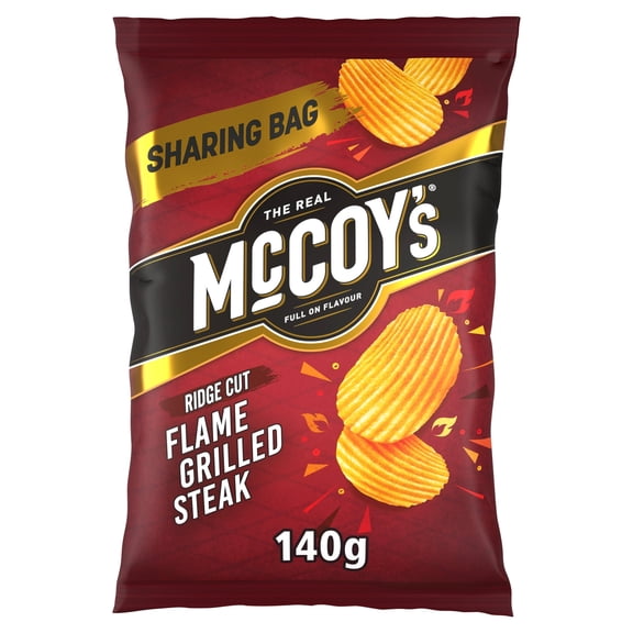 McCoy's Flamed Grilled Steak Sharing Crisps 140g, Imported from Britain