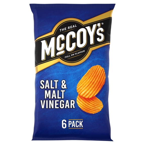 McCoy's Salt & Malt Vinegar Multipack Crisps 6x25g, Imported from Britain