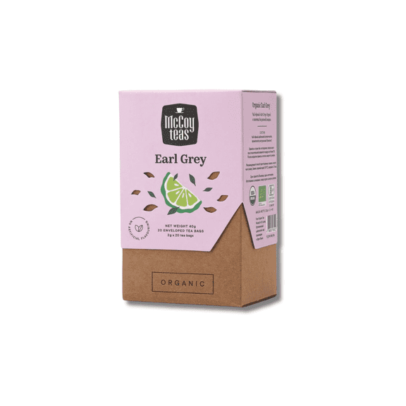 McCoy teas Organic Earl Grey Black Tea Bags with Bergamot, Classic Ceylon Blend from Sri Lanka, 20 Tea Bags