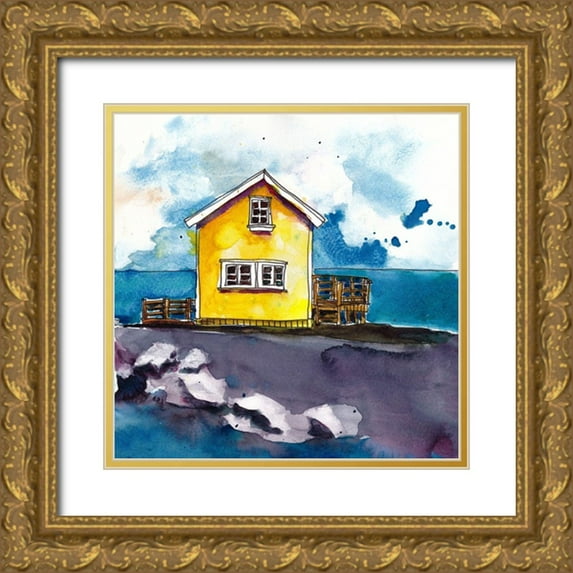 McCreery, Paul 12x12 Gold Ornate Wood Framed with Double Matting Museum Art Print Titled - Cabin Scape I
