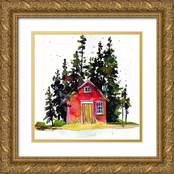 McCreery, Paul 15x15 Gold Ornate Wood Framed with Double Matting Museum Art Print Titled - Rad Cabin III