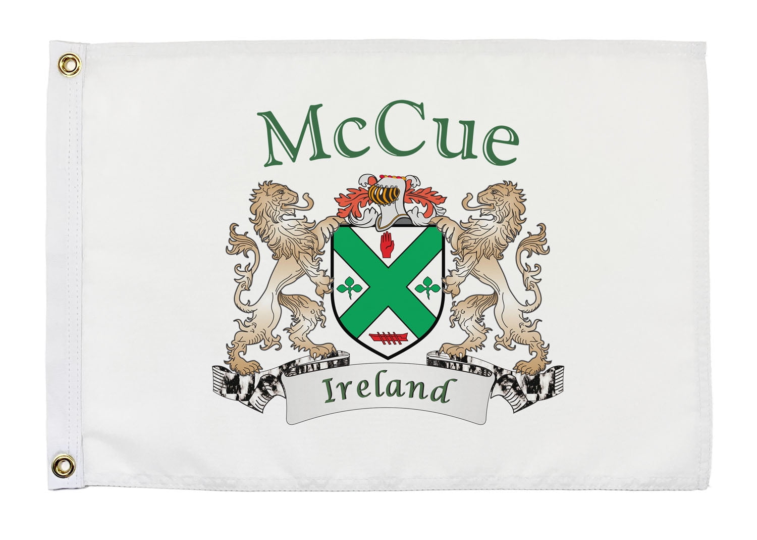 McCue Irish Coat of Arms Small White Flag - 16