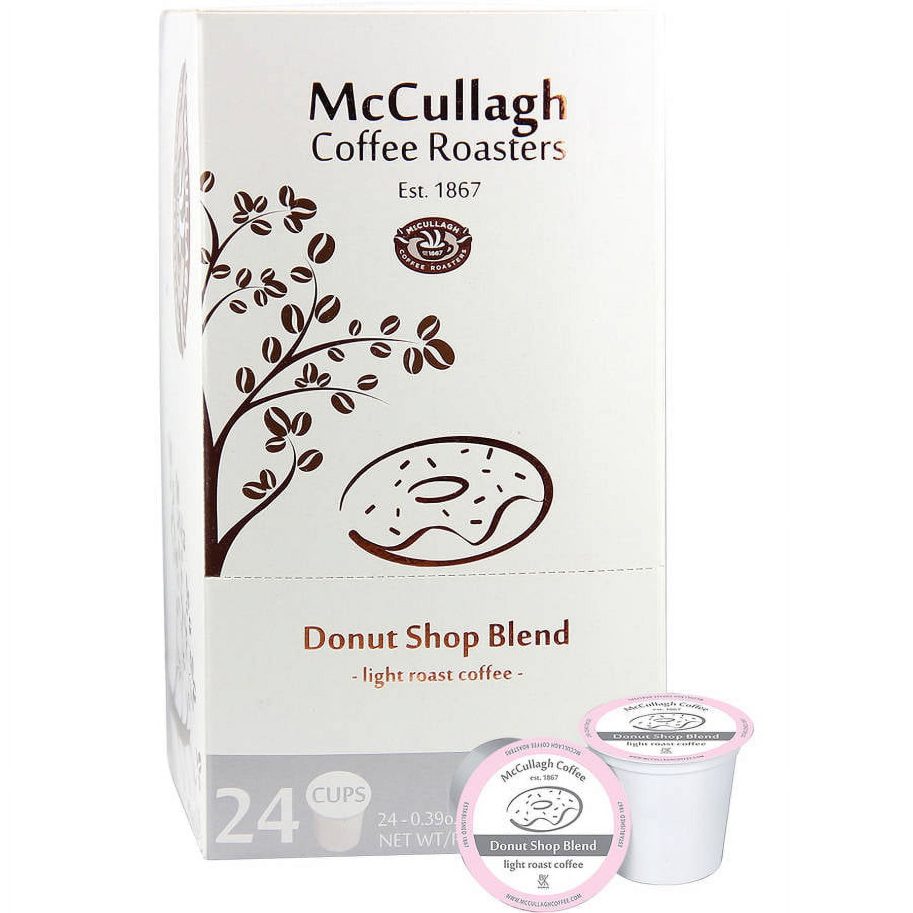 McCullagh Coffee Roasters Donut Shop Blend Light Roast Single Serve Coffee Cups, 24 Count, (Pack Of 4)
