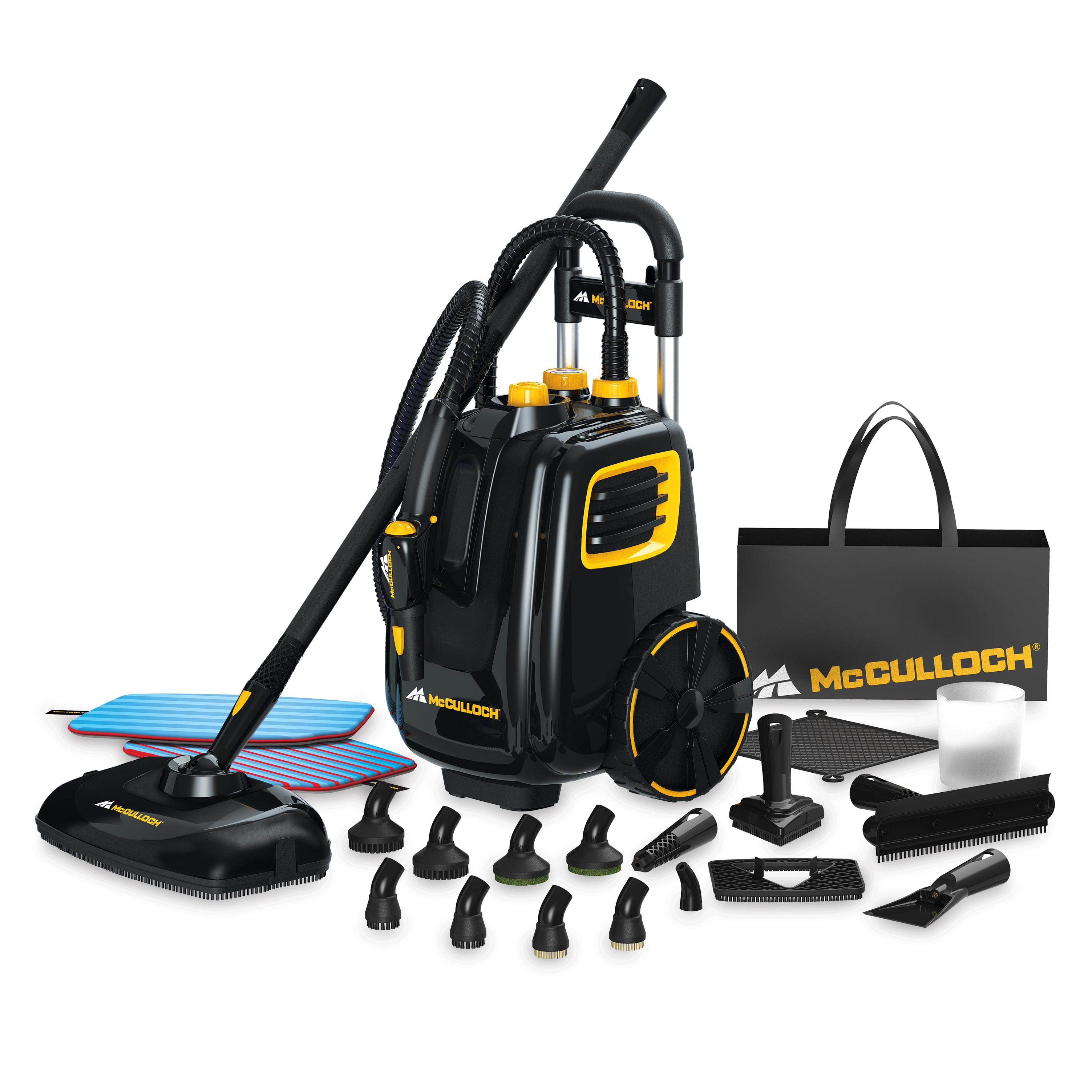 McCulloch Black and Yellow Large Capacity Canister Steam Cleaner