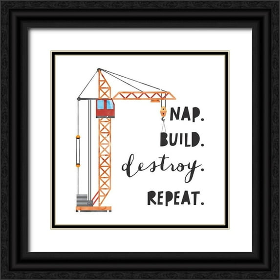 McCully, Jennifer 12x12 Black Ornate Wood Framed with Double Matting Museum Art Print Titled - Nap Build Destroy Repeat