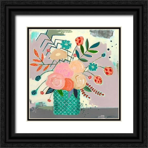 McCully, Jennifer 12x12 Black Ornate Wood Framed with Double Matting Museum Art Print Titled - Wild Pickins Floral