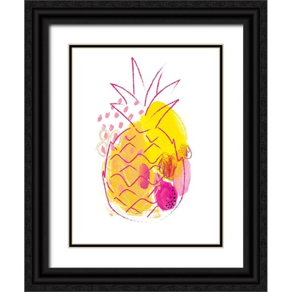 McCully, Jennifer 12x14 Black Ornate Wood Framed with Double Matting Museum Art Print Titled - Abstract Pineapple
