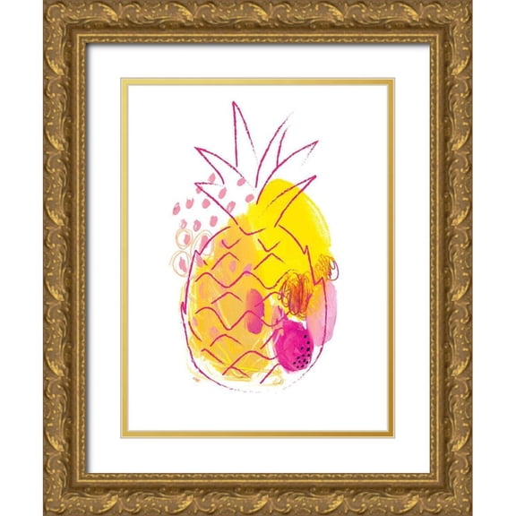 McCully, Jennifer 12x14 Gold Ornate Wood Framed with Double Matting Museum Art Print Titled - Abstract Pineapple