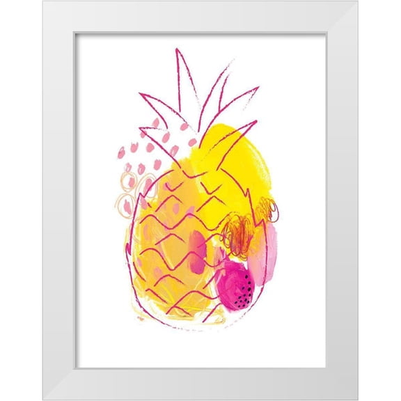 McCully, Jennifer 12x14 White Modern Wood Framed Museum Art Print Titled - Abstract Pineapple