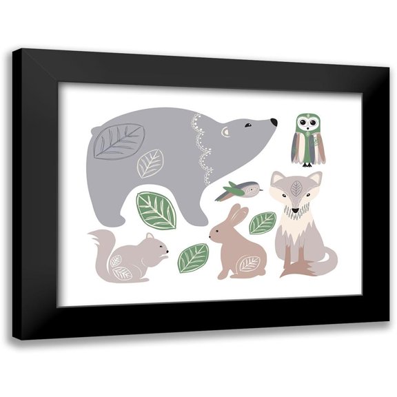 McCully, Jennifer 14x12 Black Modern Framed Museum Art Print Titled - Forest_Friends
