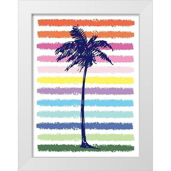 McCully, Jennifer 25x32 White Modern Wood Framed Museum Art Print Titled - Rainbow Palm Tree