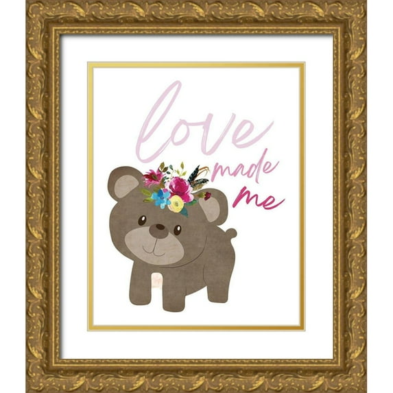 McCully, Jennifer 26x32 Gold Ornate Wood Framed with Double Matting Museum Art Print Titled - Love Made Me Bear