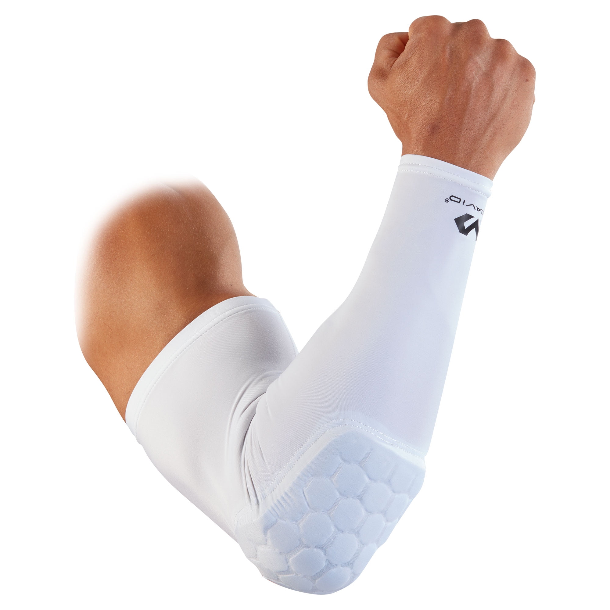 McDavid Arm HEX Tech Padded Protective Compression Sleeve White,  Small/Medium