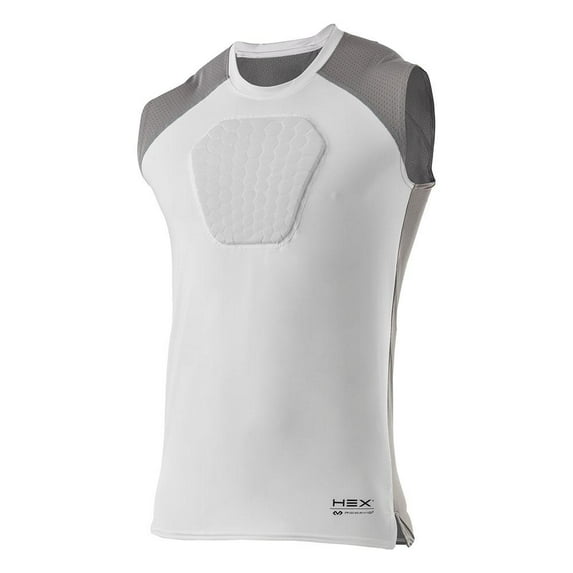 McDavid MD7610 Hex Sternum Shirt , Youth S, WHT/GREY
