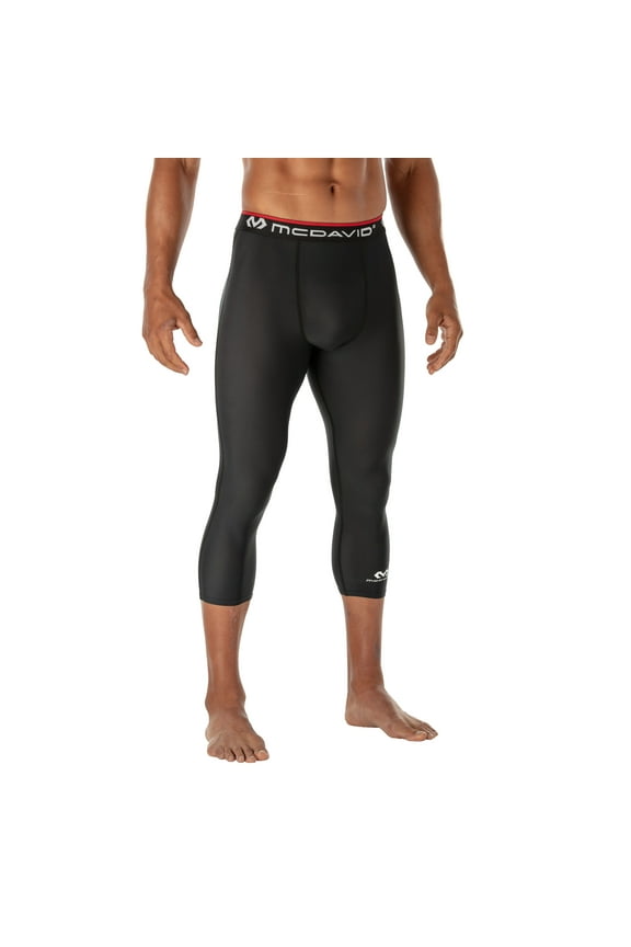 Sport Compression 3/4 Tight Athletic Pants, Black, Adult Large, Unisex