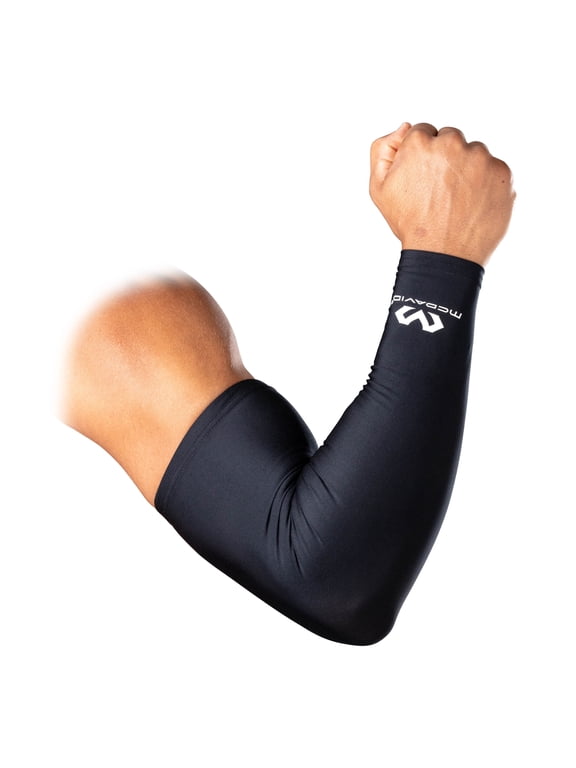 Sport Compression Arm Sleeves Pair, Black, Unisex, Adult, L/XL