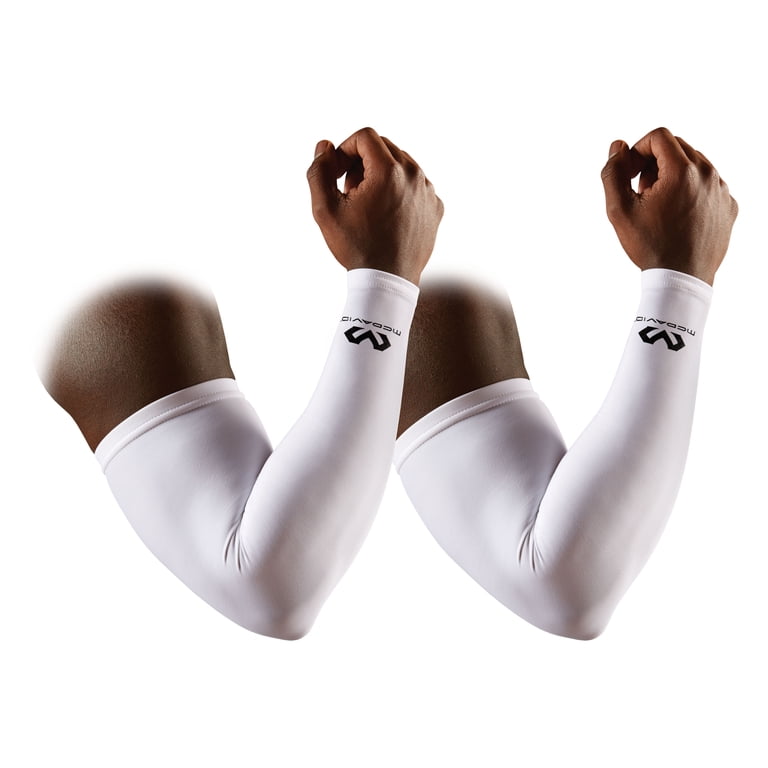 McDavid Sport Compression Arm Sleeves Pair, White, Unisex, Adult