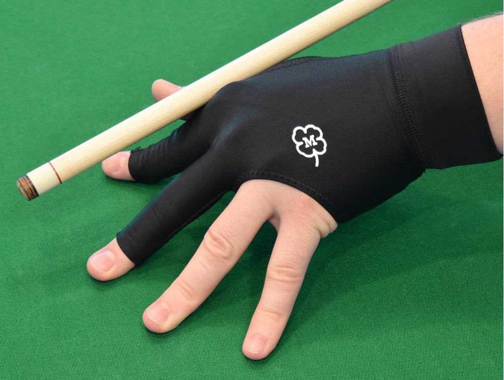 Black Nylon Spandex Billiard Glove with Clover Logo